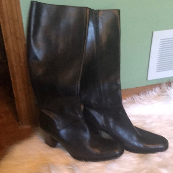 J. Crew Shoes - J Crew knee hi black leather boots- new heels
